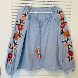 [Moving Sale] Zara Embroidered Floral Blouse